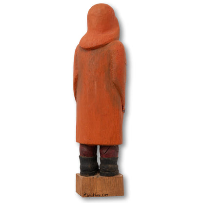 Large Hand Carved Wood Fisherman