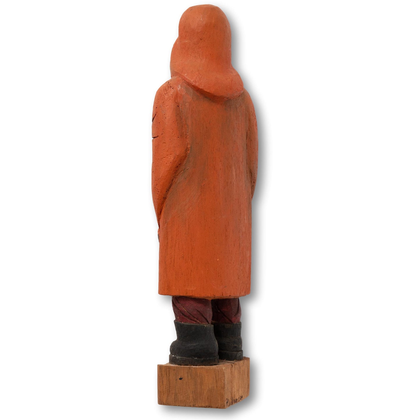 Large Hand Carved Wood Fisherman