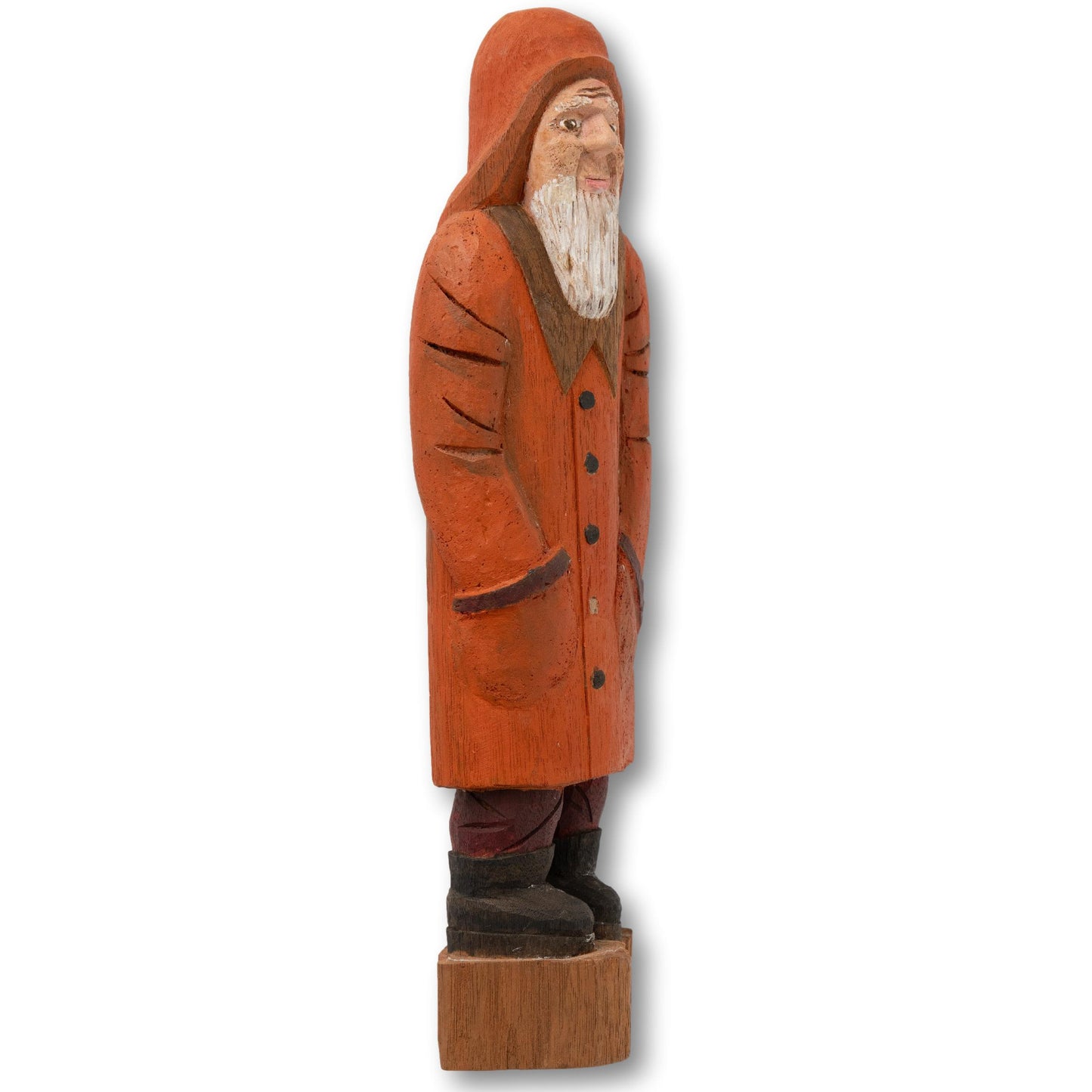 Large Hand Carved Wood Fisherman