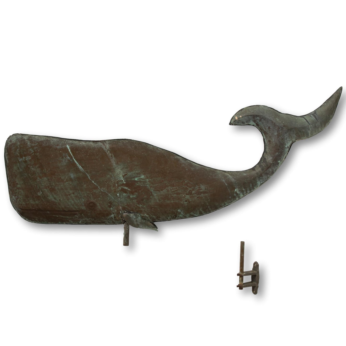 Large '40s Copper Whale Weathervane w/ Mount