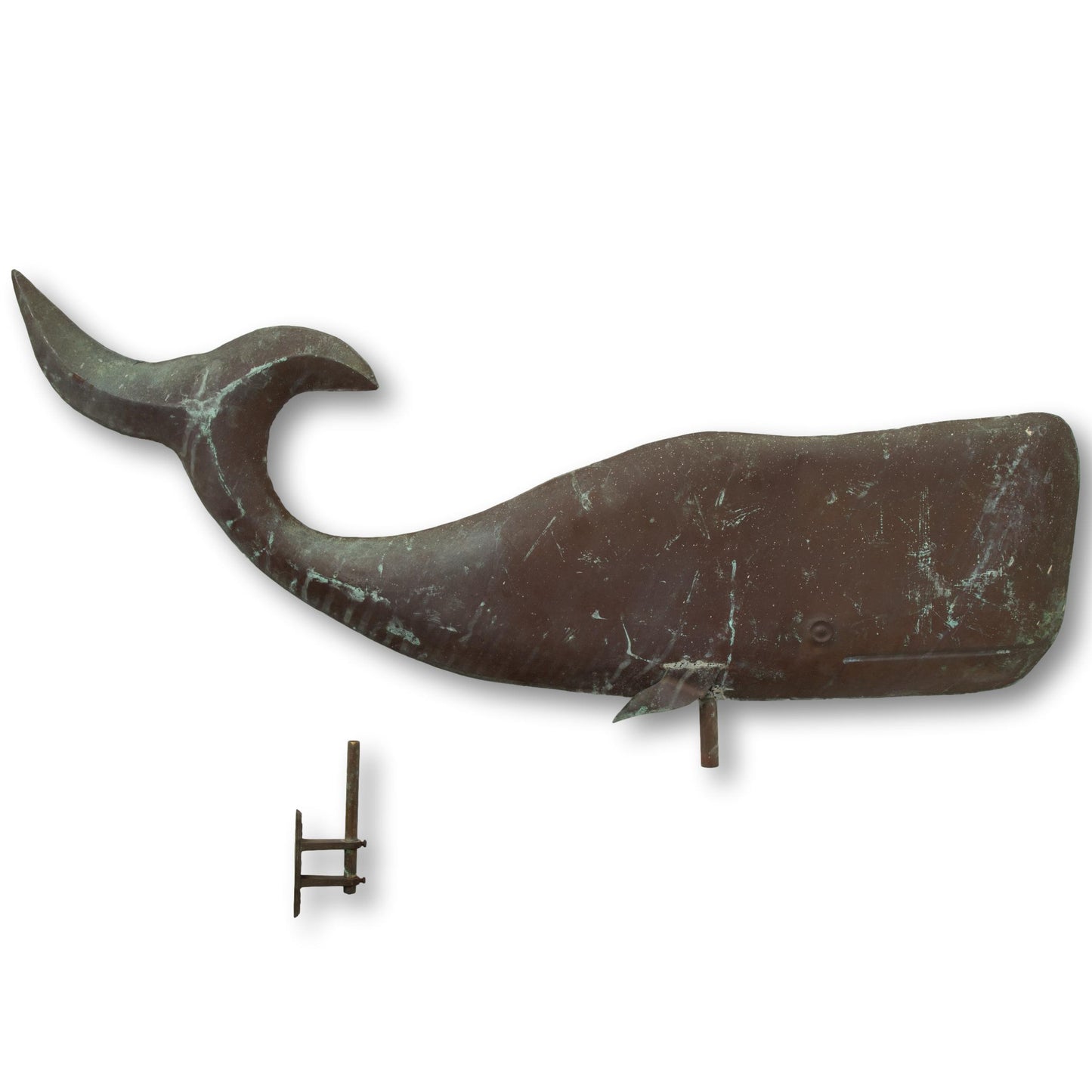 Large '40s Copper Whale Weathervane w/ Mount