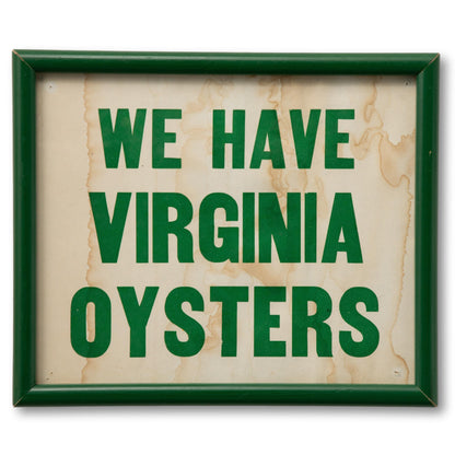 Framed 1940s Oyster Sign