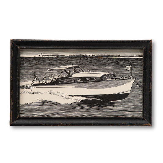 Framed Sport Boat Illustration