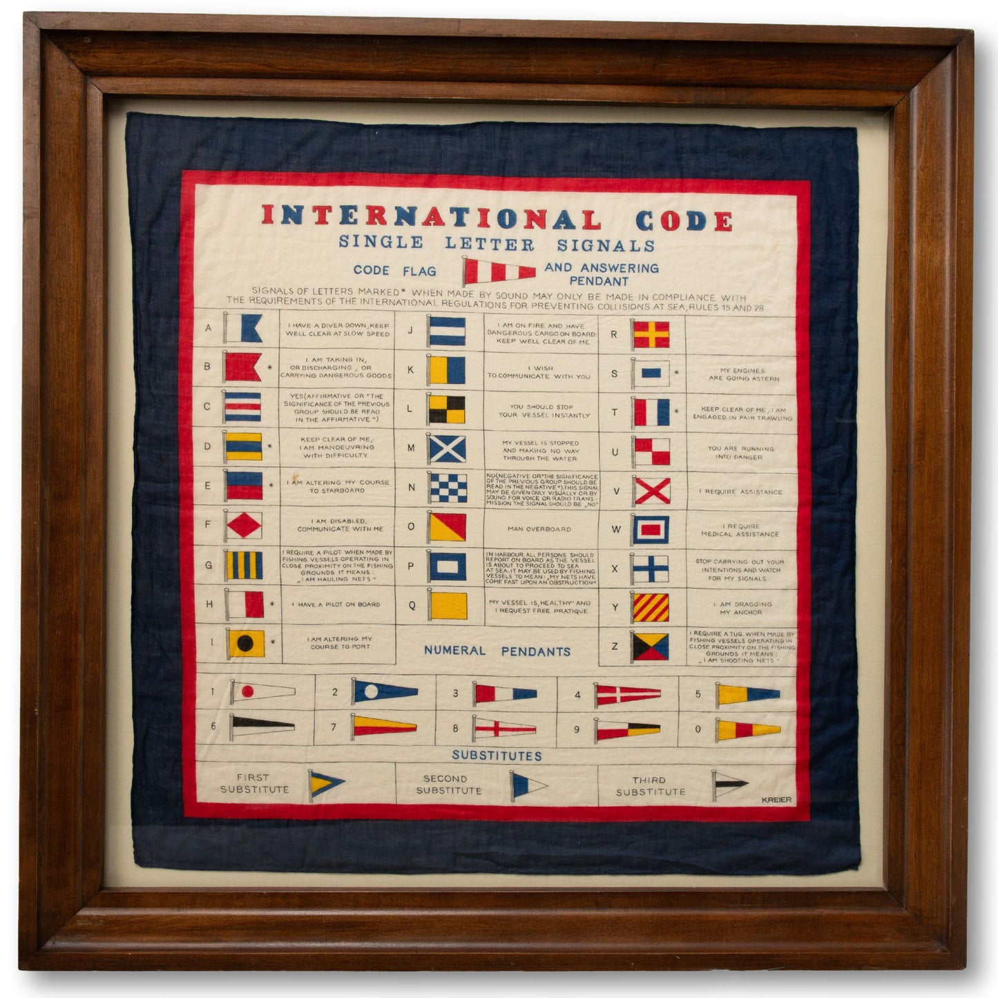 Large Framed "International Code" Linen