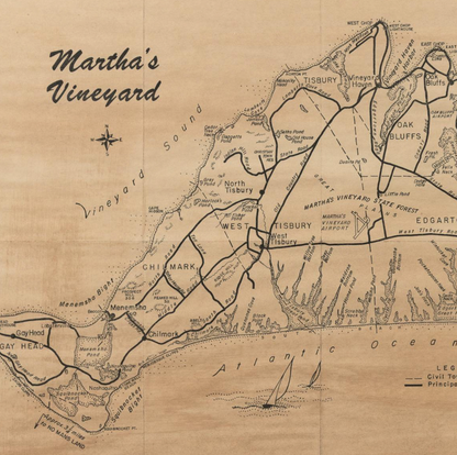 Framed Map of Martha's Vineyard