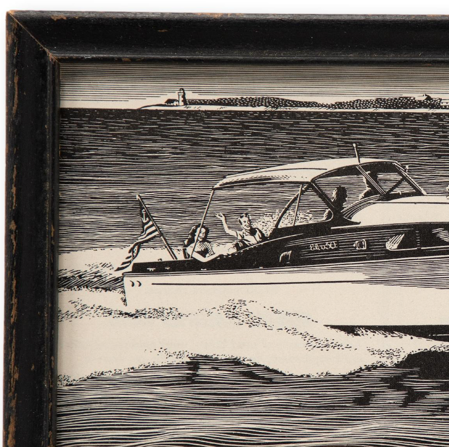 Framed Sport Boat Illustration