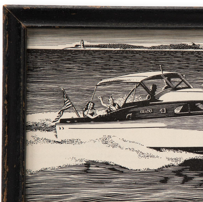 Framed Sport Boat Illustration