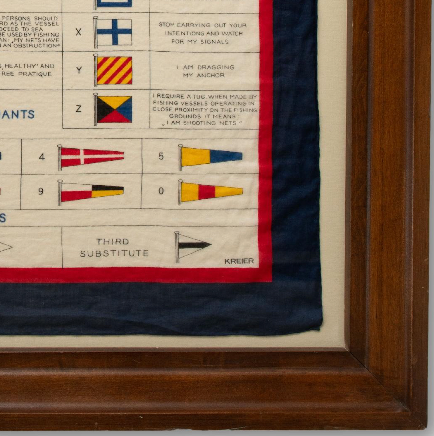 Large Framed "International Code" Linen