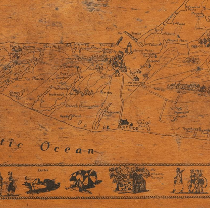 Framed Wood Nantucket Map