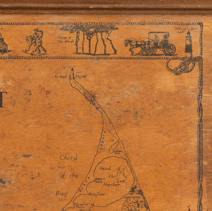 Framed Wood Nantucket Map