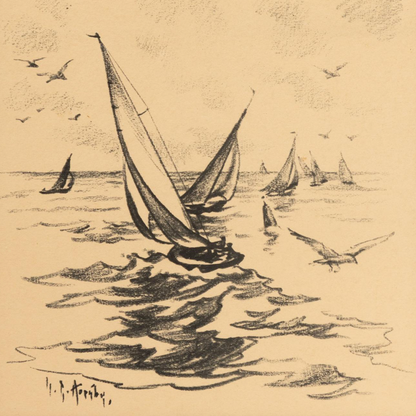 Framed Charcoal Sailing Print