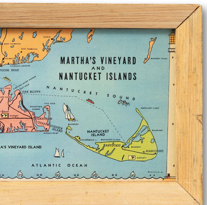 Large Framed Linen Postcard of MV & ACK