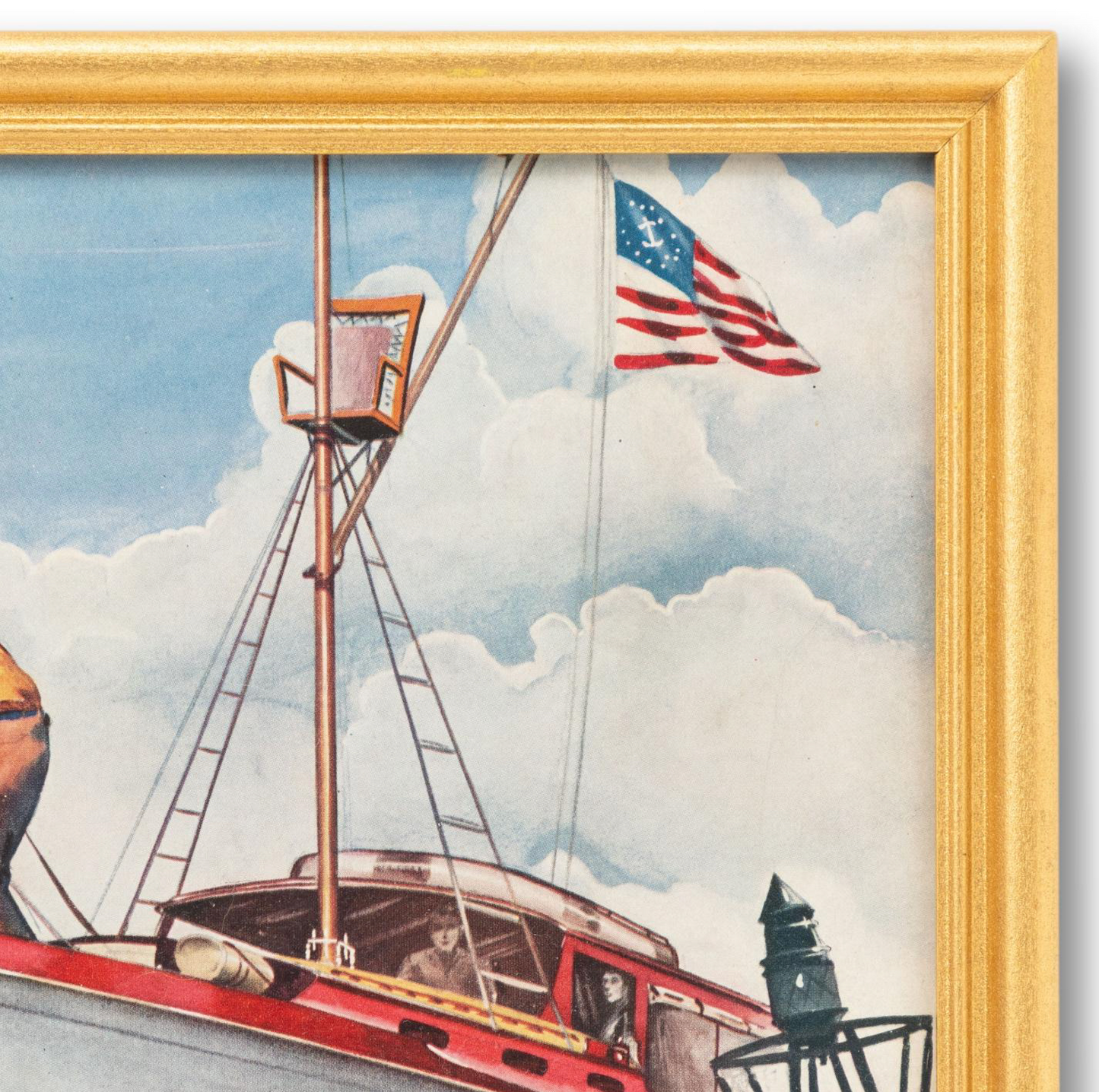 Framed Cabin Cruiser with Flag