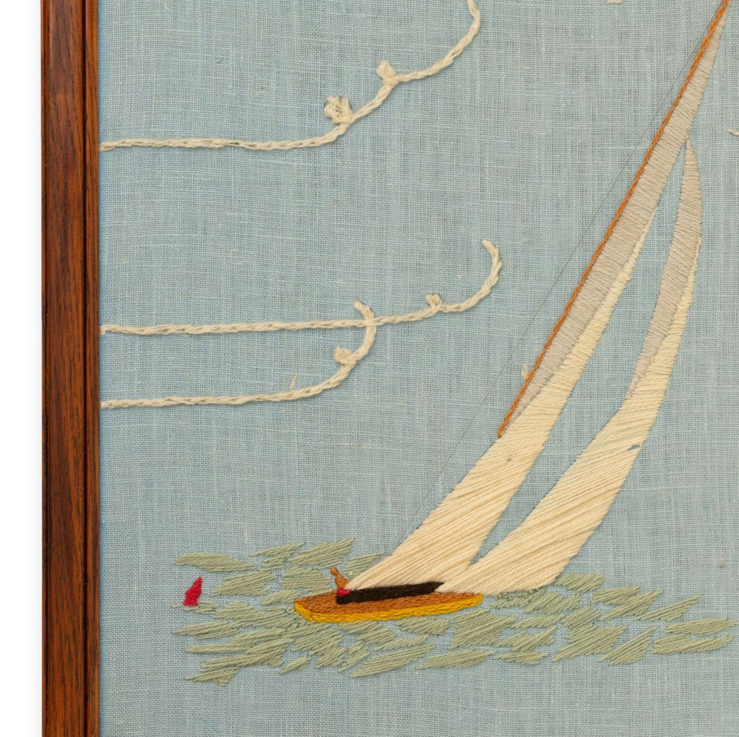 Framed Racing Yacht Needlework