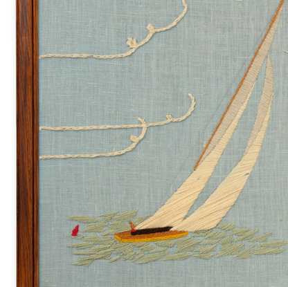 Framed Racing Yacht Needlework
