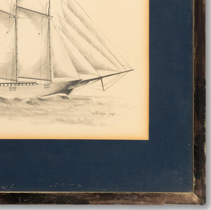 Original Schooner Drawing in Navy Matte