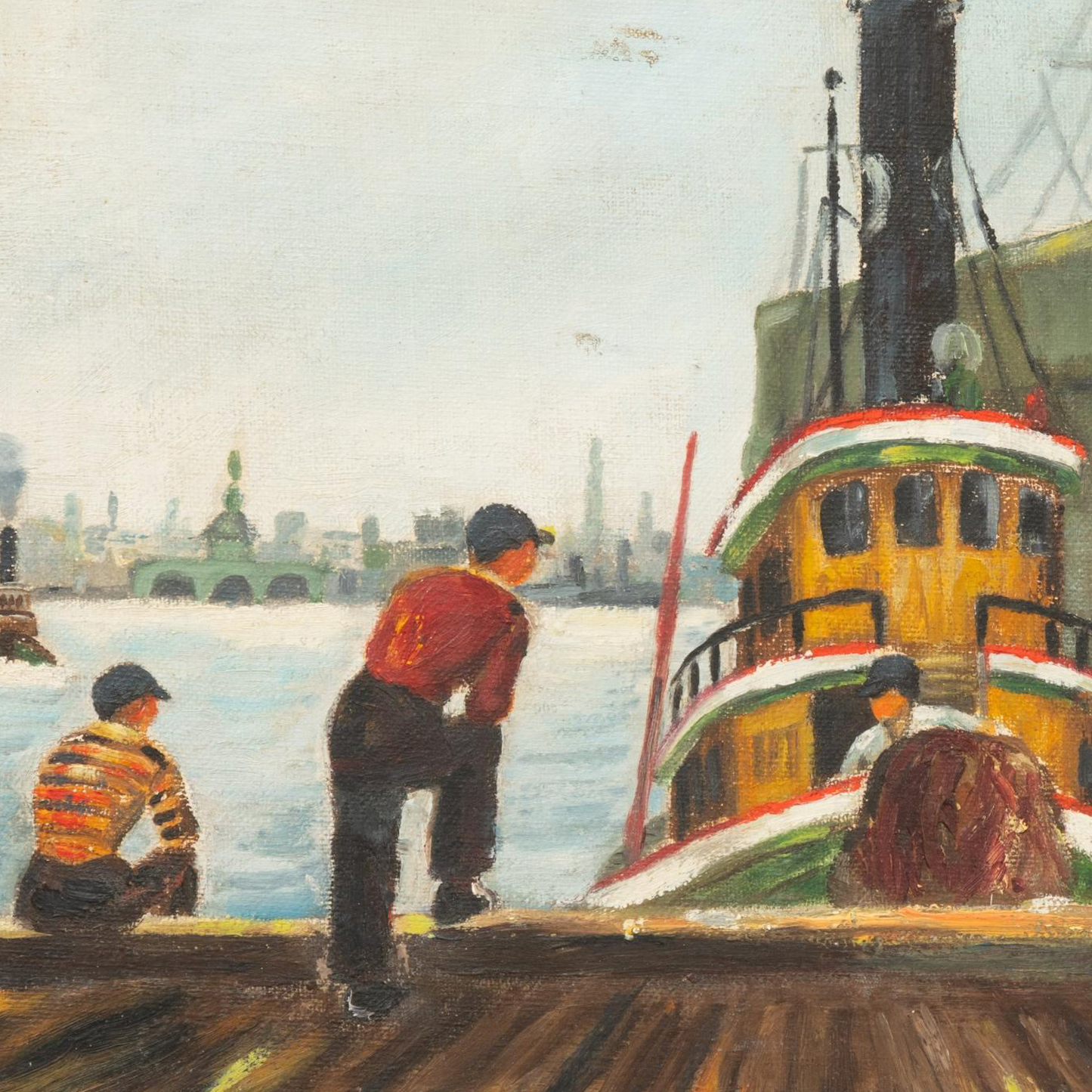 "Boys on the Pier" Oil Painting