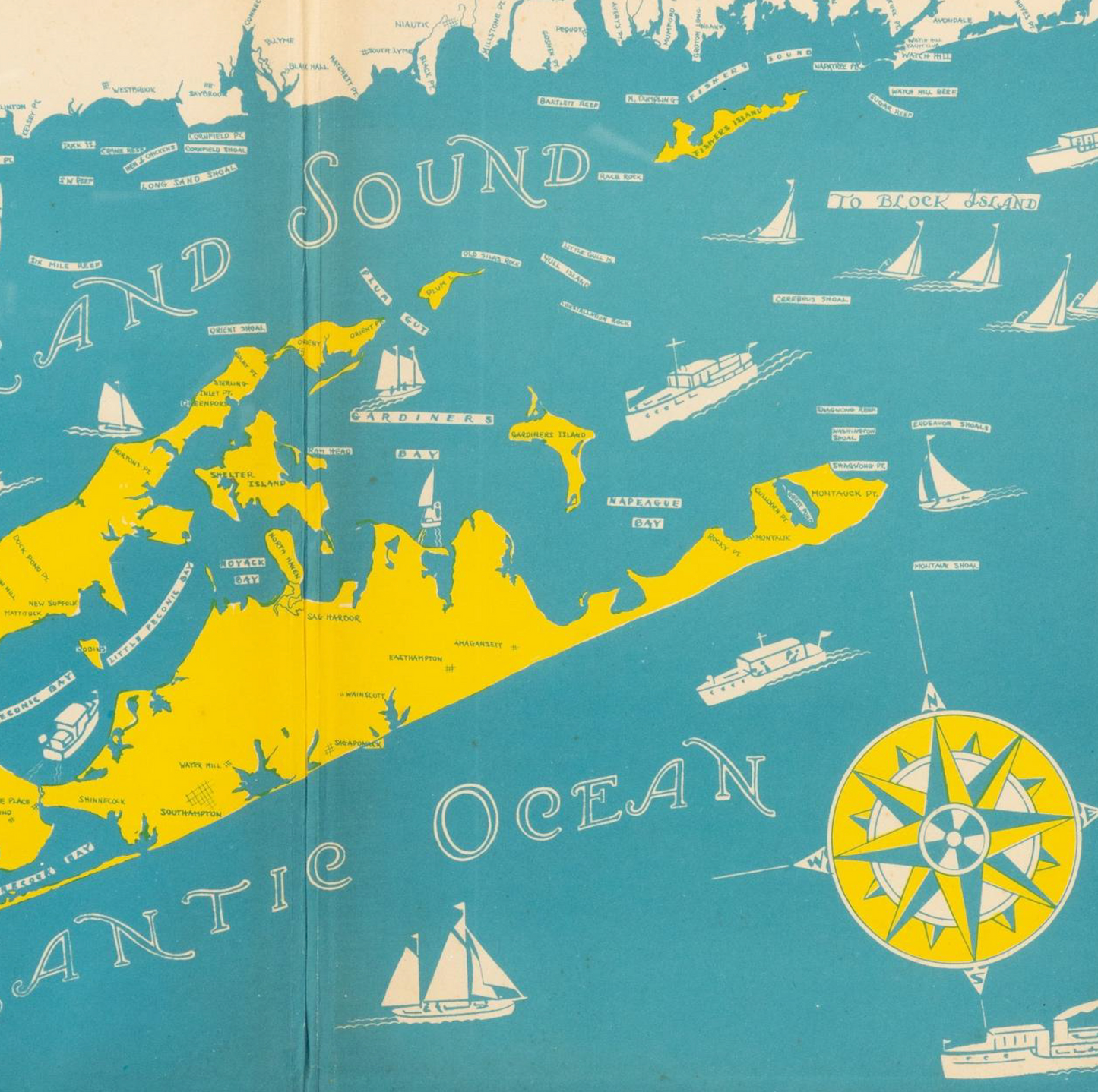 1950s Map of Long Island / Hamptons