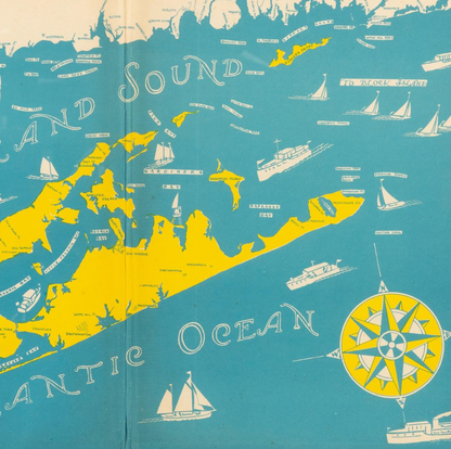 1950s Map of Long Island / Hamptons