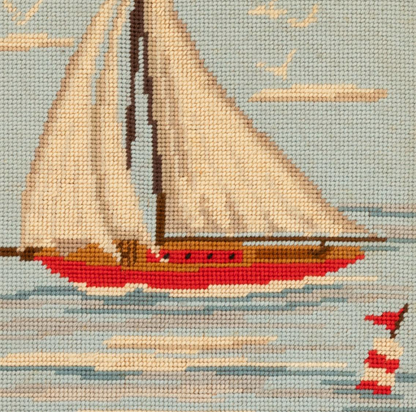 Framed Needlepoint Sailboat