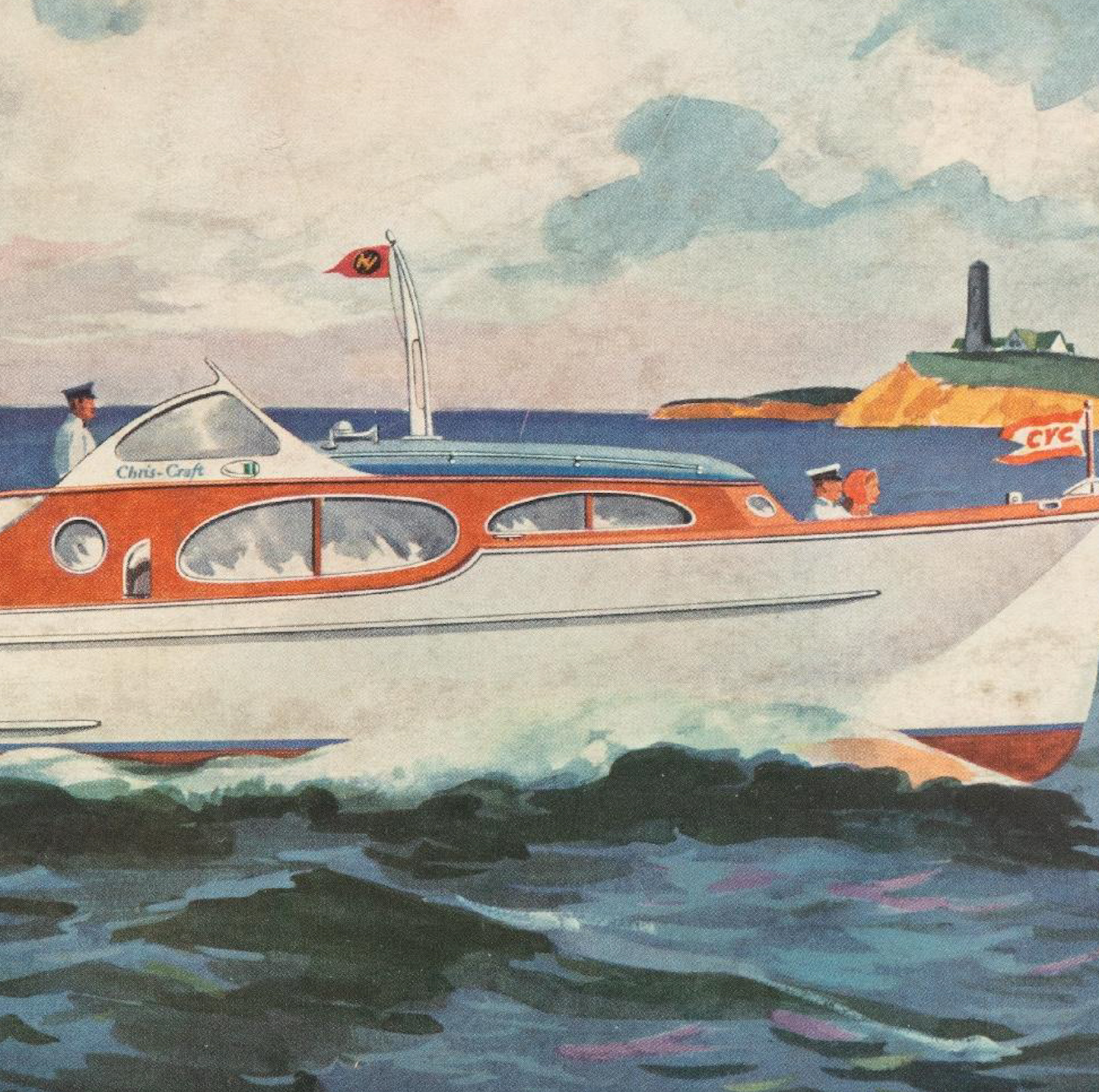 Framed Sport Yacht Illustration