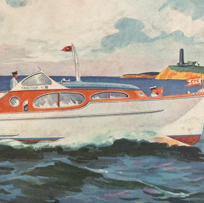 Framed Sport Yacht Illustration