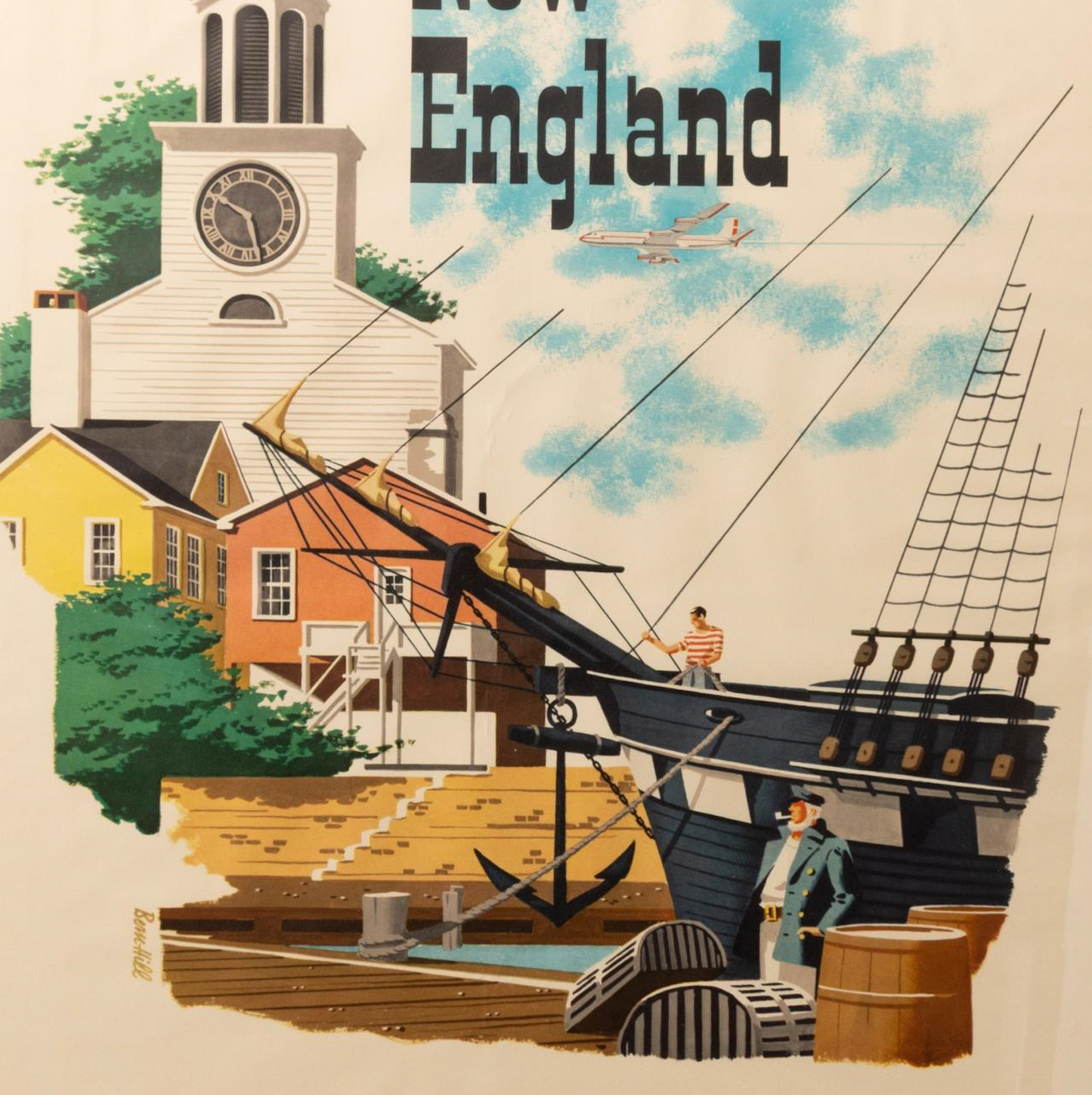 Original Oversized New England Travel Poster