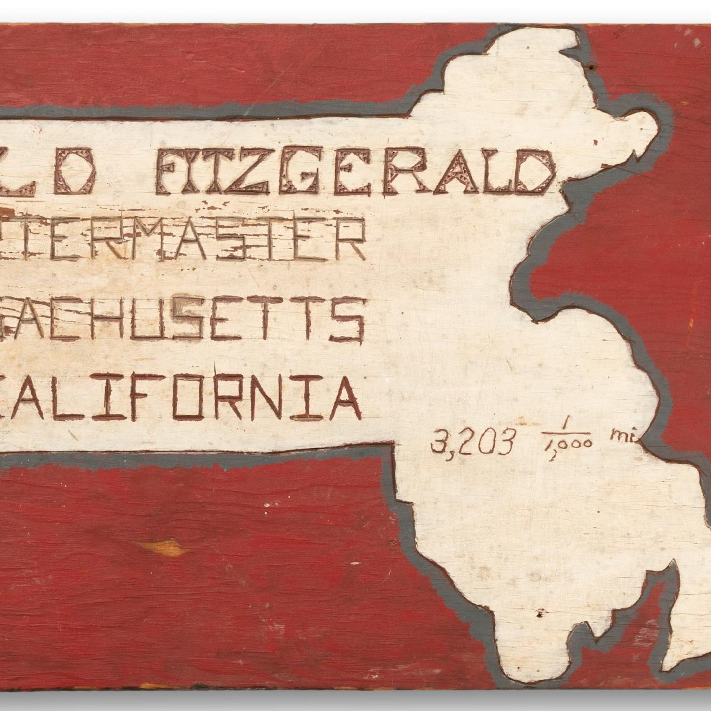 Folk Art Carved Massachusetts Sign