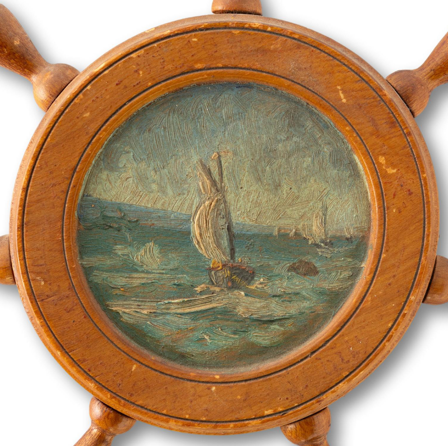 Little Oil Painting in Ship Wheel