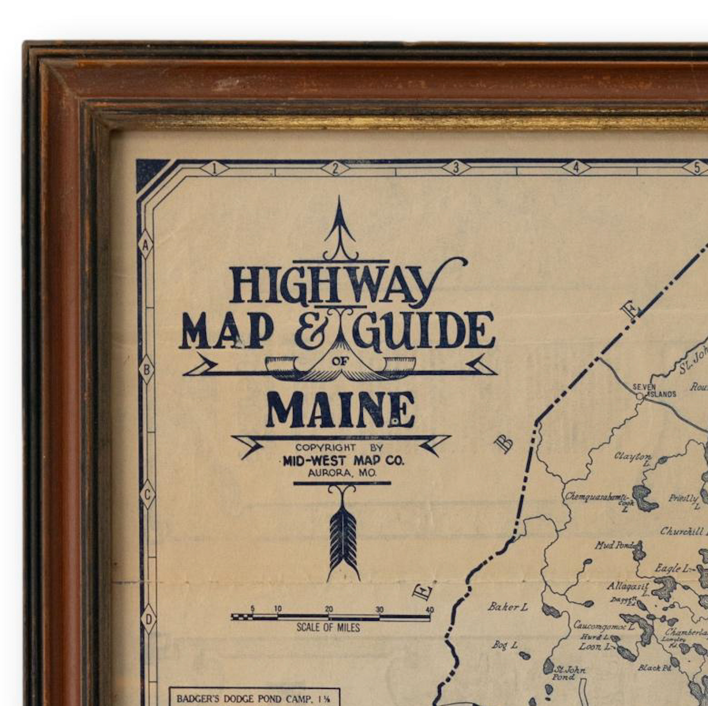 Framed Highway Map & Guide of Maine