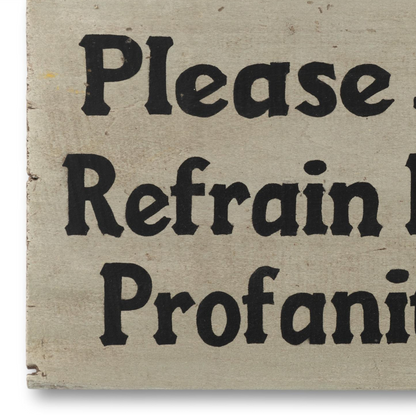 Hand-Painted Profanities Sign