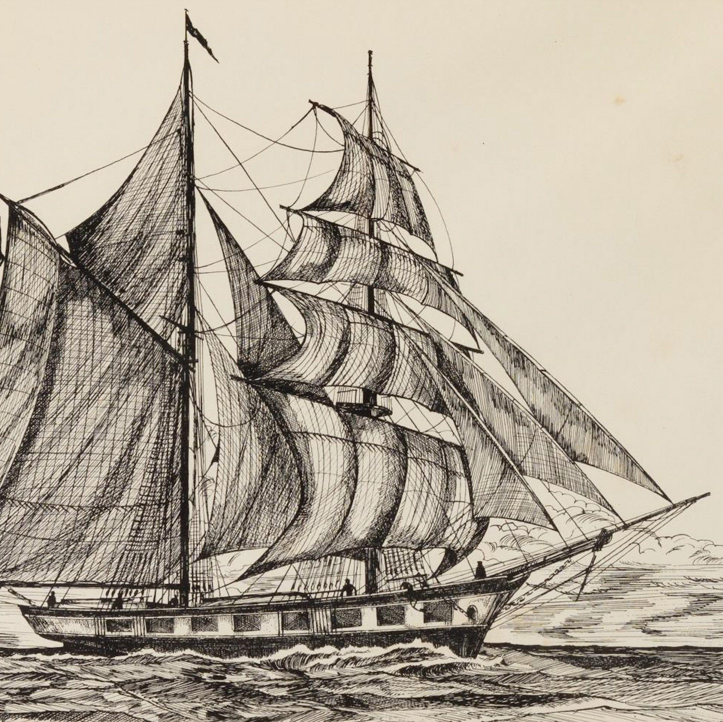 Pair of Ship Prints in Red