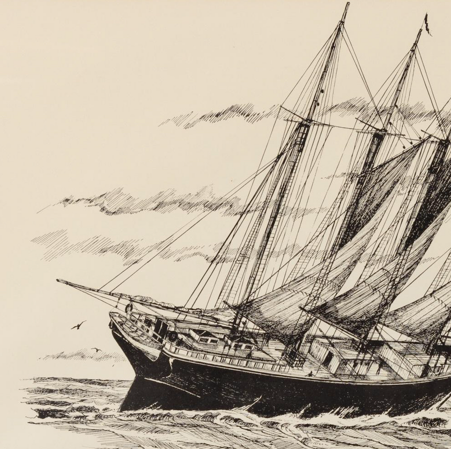 Pair of Ship Prints in Red