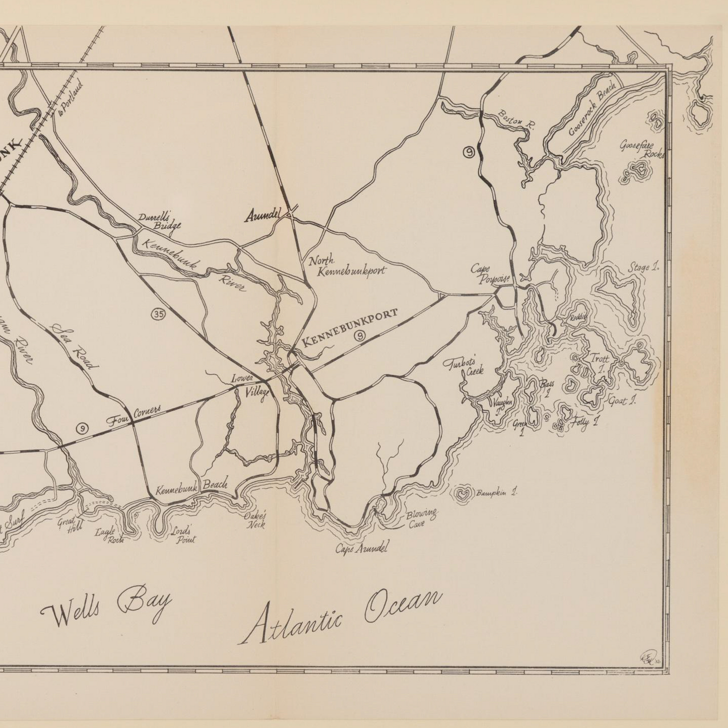 Framed Kennebunks Map