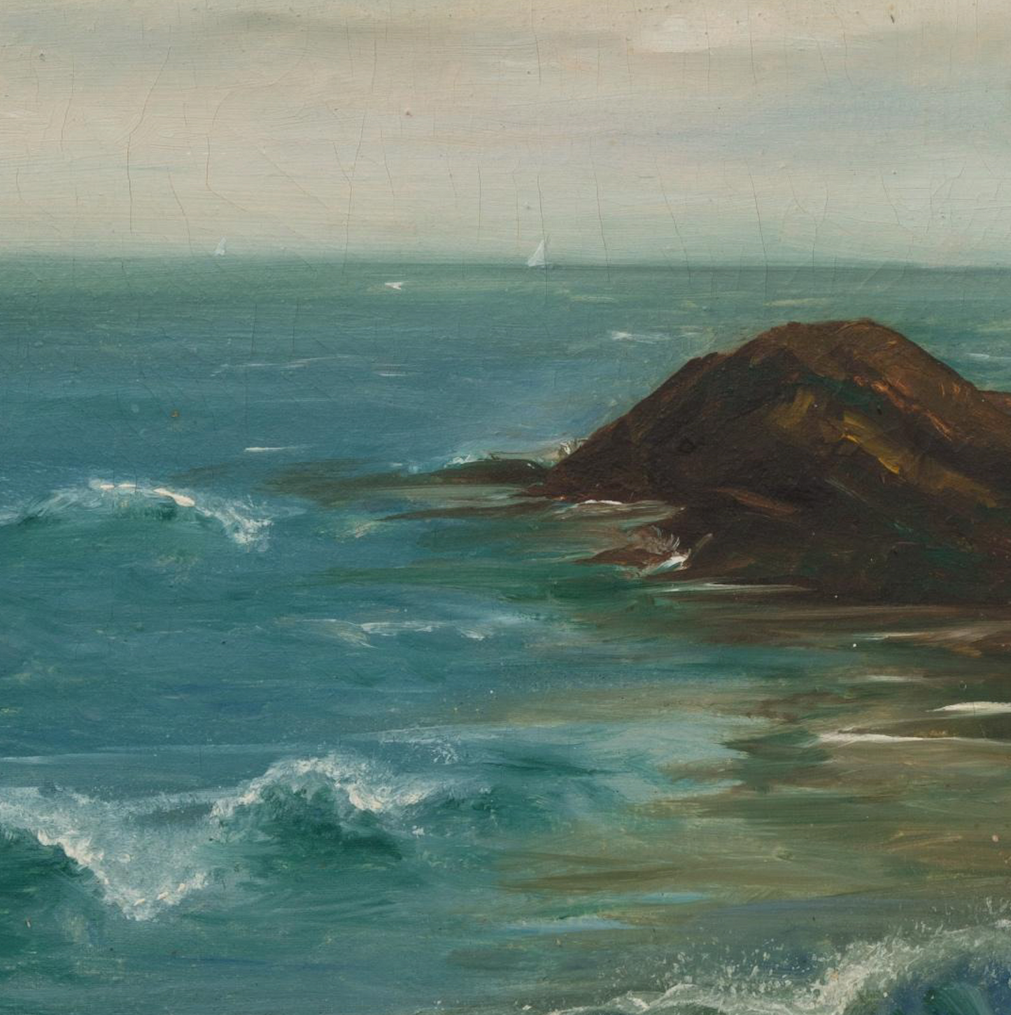 Seascape w. Sailboats Oil