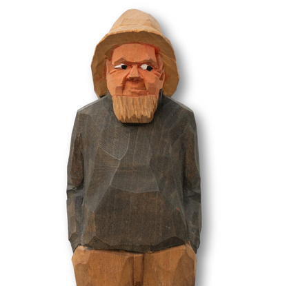 Hand-Carved Fisherman in Grey Sweater