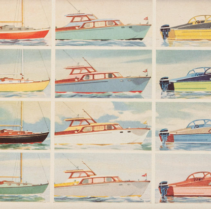 Framed Grid of Boat Illustrations