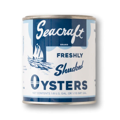 Seacraft "Maine Pine" Oyster Tin Candle, Blue & White
