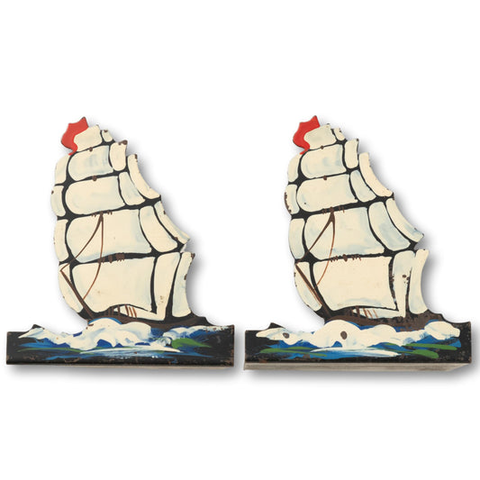 Painted Ship Bookends