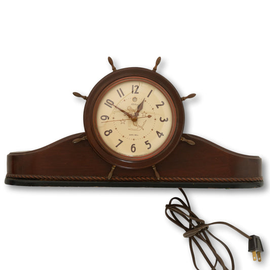 Electric Ship Wheel Mantle Clock
