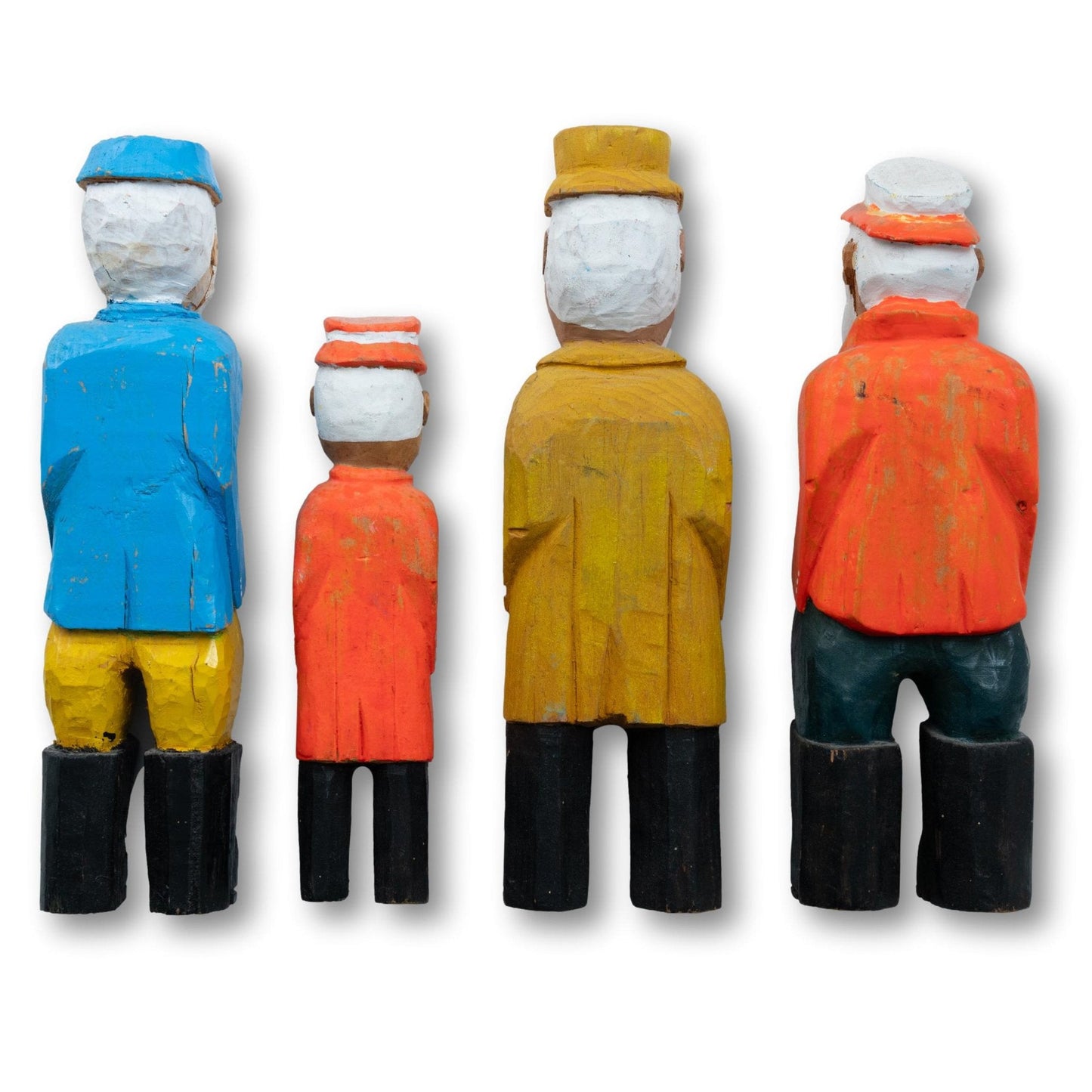 Set of 4 Hand-Carved Fishermen