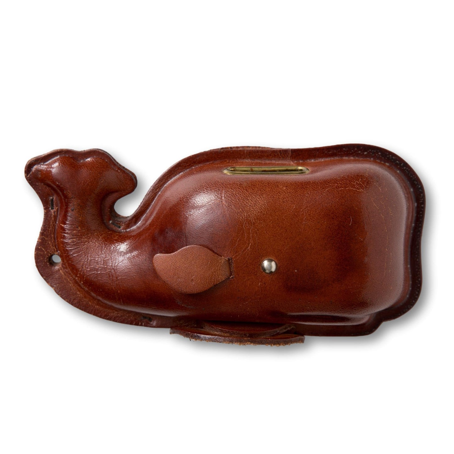 Leather Whale Bank with Lock