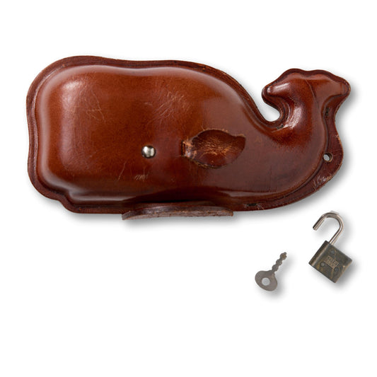 Leather Whale Bank with Lock