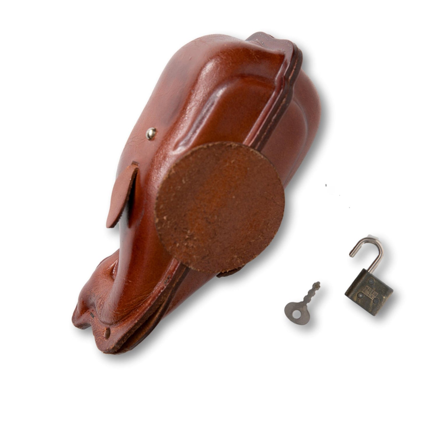 Leather Whale Bank with Lock
